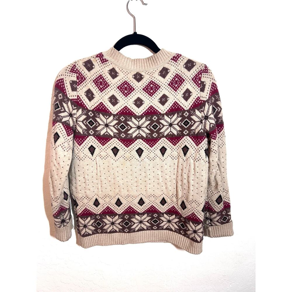 Women’s M soft cozy snowflake geometric fair isle midweight crewneck sweater - Picture 2 of 10